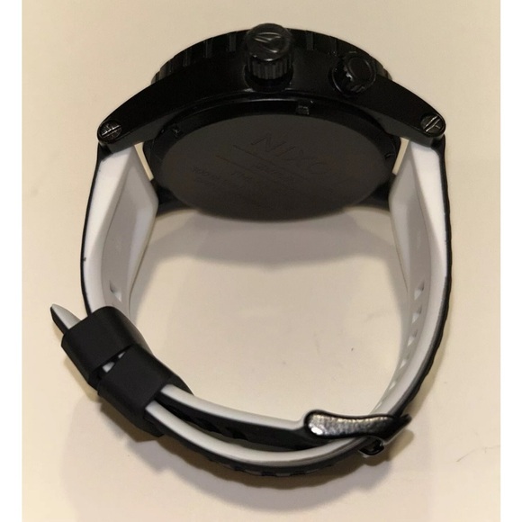 Watch Band 25mm Black w White Rubber Replacement For Nixon 51-30 Strap Garmin - Picture 4 of 12